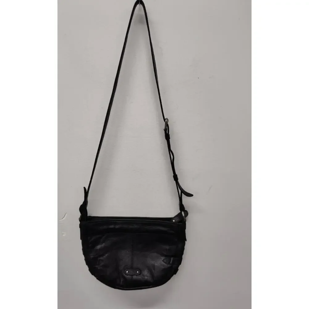 FRYE BLACK LEATHER SELENA BELTED CROSSBODY BAG